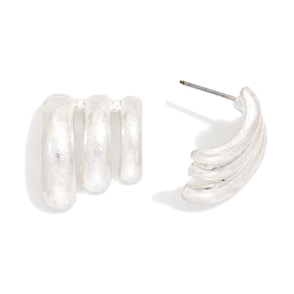 Layered Metal Post Drop Earrings 

- Approximately .75" L