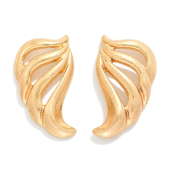 Metal Tone Wing Post Drop Earrings 

- Approximately 1.25" L