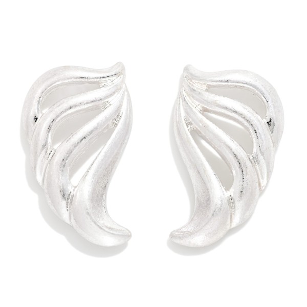 Metal Tone Wing Post Drop Earrings 

- Approximately 1.25" L