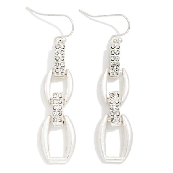 Chain Link Earrings Featuring Rhinestone Details 

- Approximately 2" L