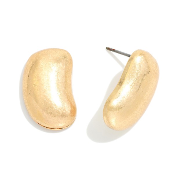 Metal Tone Bean Post Drop Earrings 

- Approximately .75" L