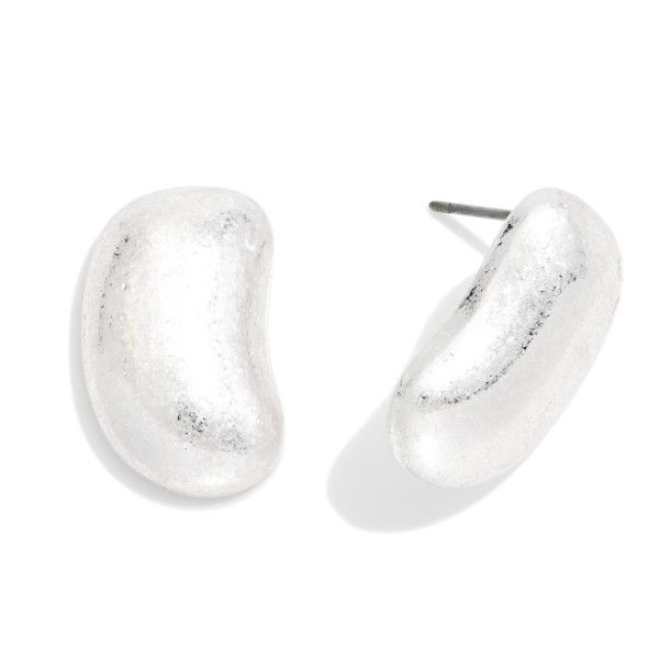 Metal Tone Bean Post Drop Earrings 

- Approximately .75" L