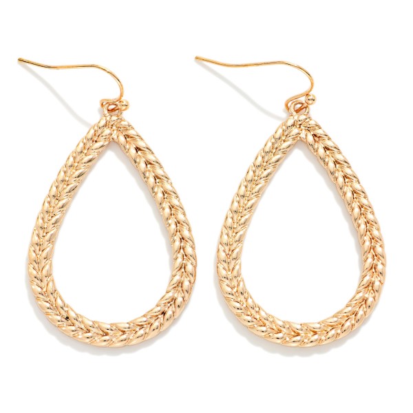 Braided Metal Teardrop Drop Earrings 

- Approximately 2" L