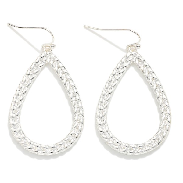 Braided Metal Teardrop Drop Earrings 

- Approximately 2" L