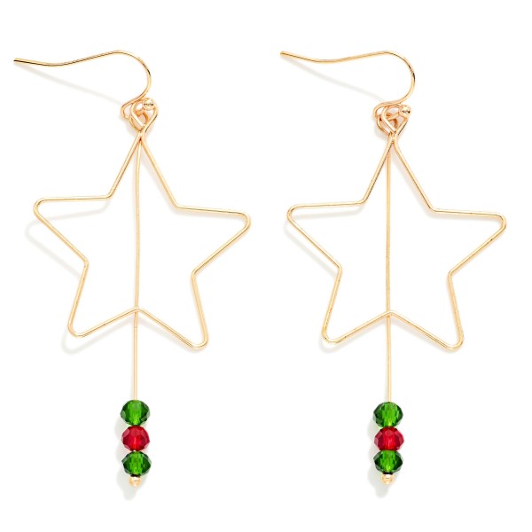 Wire Star Drop Earrings Featuring Beaded Wire Detail 

- Approximately 2" L