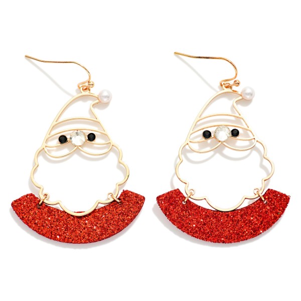 Metal Tone Wire Santa With Glitter Detail 

- Approximately 2" L