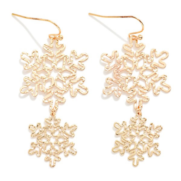 Linked Metal Tone Snowflakes Drop Earrings 

- Approximately 2" L