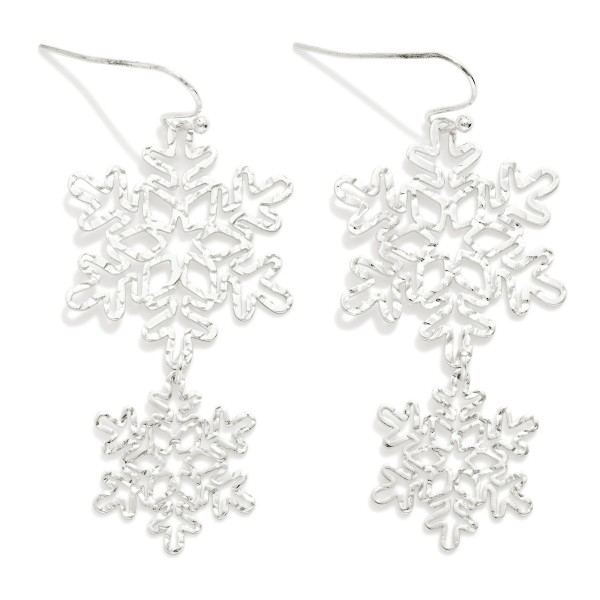 Linked Metal Tone Snowflakes Drop Earrings 

- Approximately 2" L