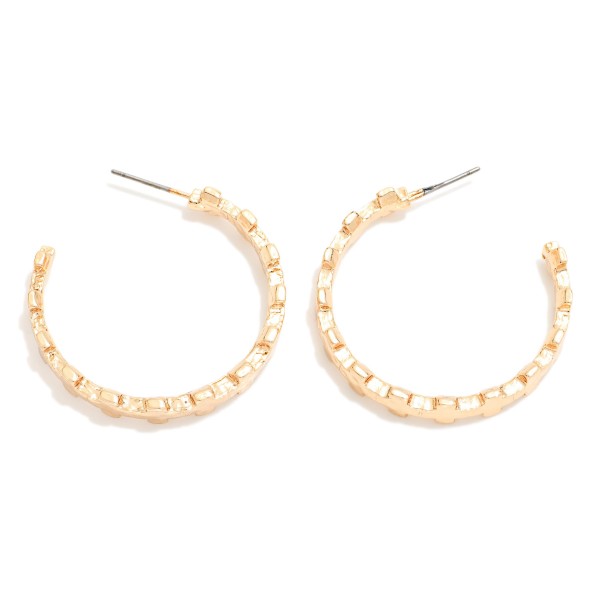Linked Metal Tone Plus Cross Hoop Earrings 

- Approximately 1.75" D