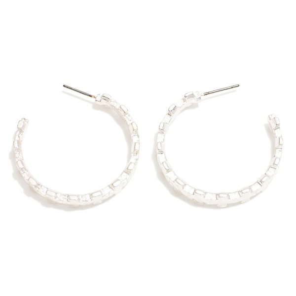 Linked Metal Tone Plus Cross Hoop Earrings 

- Approximately 1.75" D