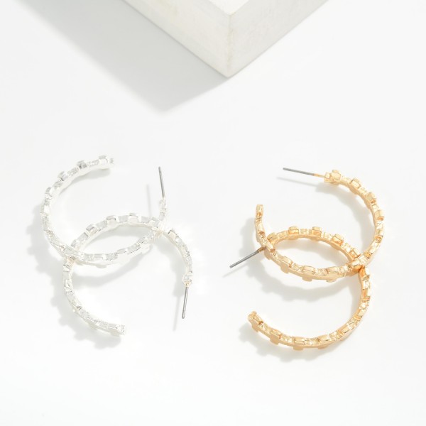 Linked Metal Tone Plus Cross Hoop Earrings 

- Approximately 1.75" D