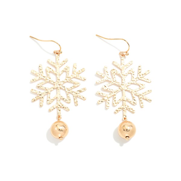 Metal Tone Snowflake & Linked Bead Drop Earrings 

- Approximately 2.25" L