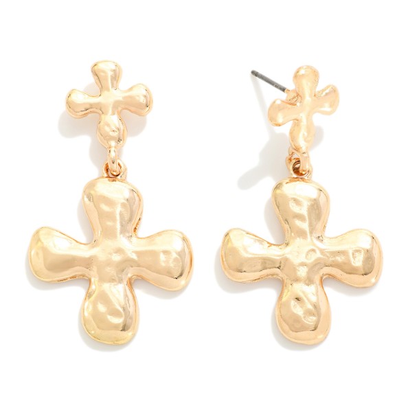 Linked Textured Metal Plus Cross Post Drop Earrings 

- Approximately 1.5" L