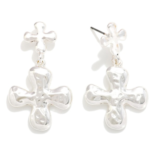 Linked Textured Metal Plus Cross Post Drop Earrings 

- Approximately 1.5" L