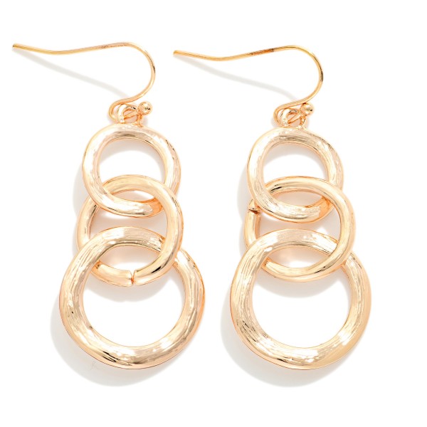 Metal Tone Linked Hoops Drop Earrings 

- Approximately 2" L