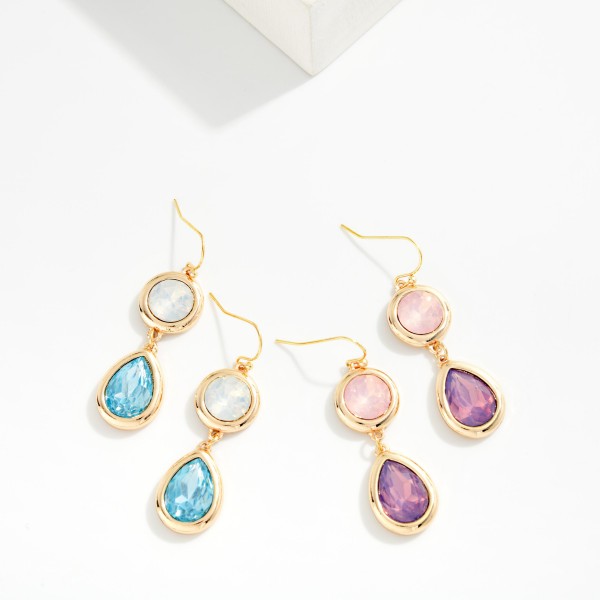 Faceted Acetate Circle & Teardrop Drop Earrings

- Approximately 2" L