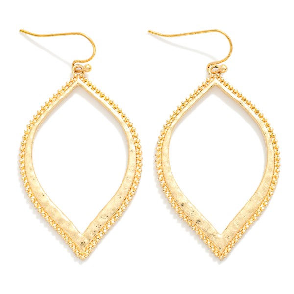 Textured Metal Tapered Leaf Drop Earrings 

- Approximately 2" L