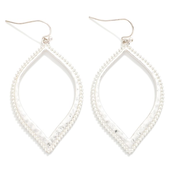 Textured Metal Tapered Leaf Drop Earrings 

- Approximately 2" L