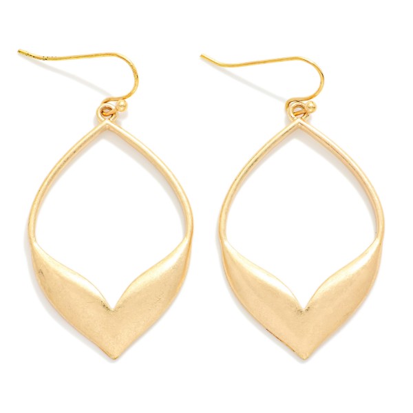 Tapered Metal Tone Leaf Shape Drop Earrings 

- Approximately 1.75" L