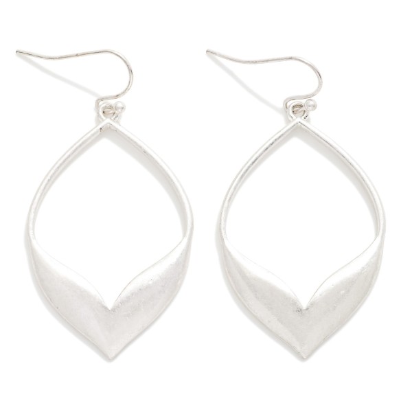 Tapered Metal Tone Leaf Shape Drop Earrings 

- Approximately 1.75" L