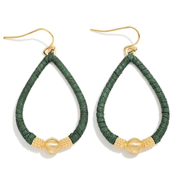 Vegan Leather Wrapper Teardrop Drop Earring With Metal Details 

- Approximately 2" L
