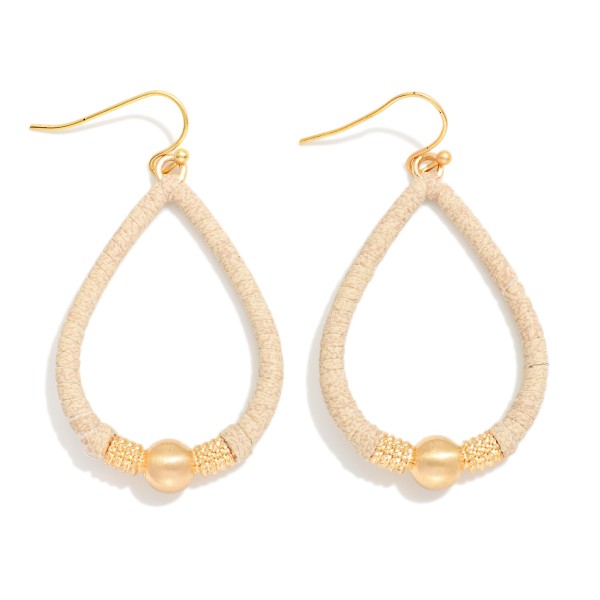 Vegan Leather Wrapper Teardrop Drop Earring With Metal Details 

- Approximately 2" L