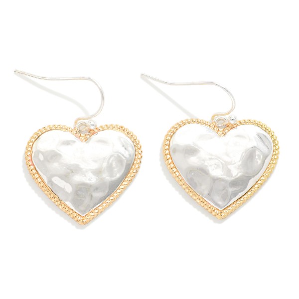 Hammered Metal Heart Drop Earrings 

- Approximately 1.25" L