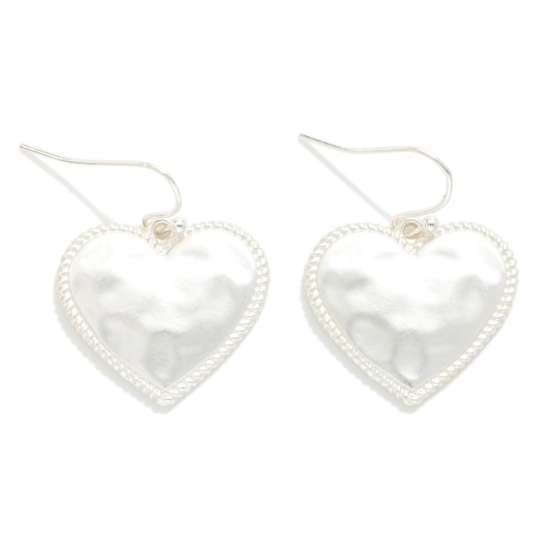 Hammered Metal Heart Drop Earrings 

- Approximately 1.25" L