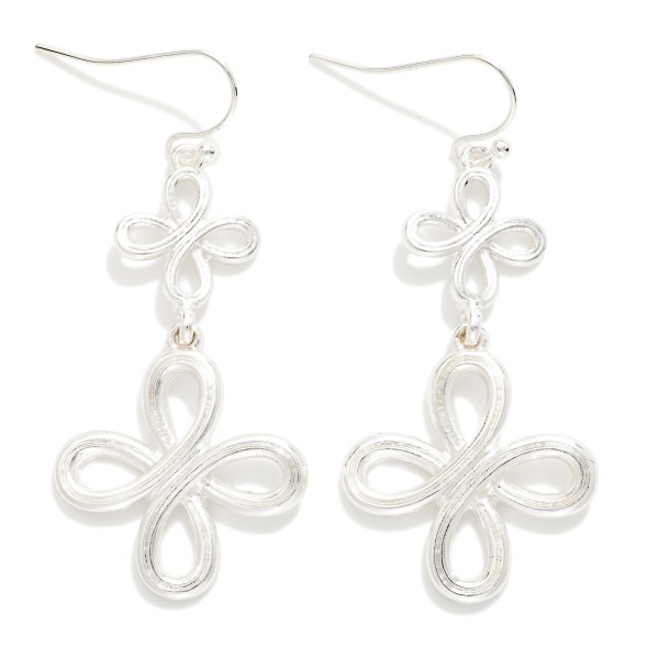 Linked Metal Tone Infinity Clovers Drop Earrings 

- Approximately 2" L