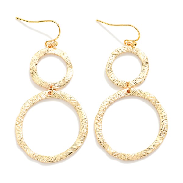 Linked Brushed Metal Circles Drop Earrings

- Approximately 2" L