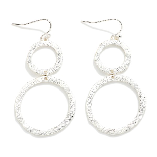 Linked Brushed Metal Circles Drop Earrings

- Approximately 2" L