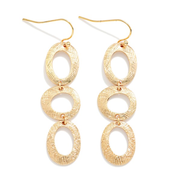 Linked Brushed Tapered Metal Ovals Drop Earrings 

- Approximately 2.25" L