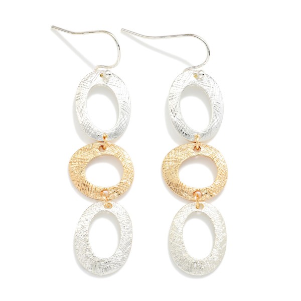 Linked Brushed Tapered Metal Ovals Drop Earrings 

- Approximately 2.25" L