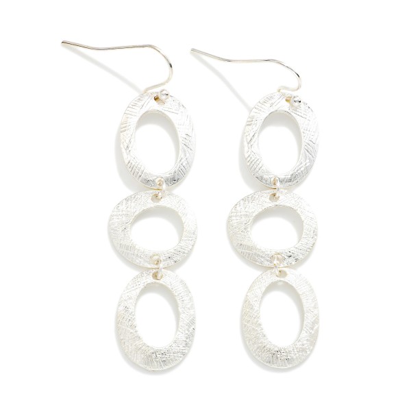 Linked Brushed Tapered Metal Ovals Drop Earrings 

- Approximately 2.25" L