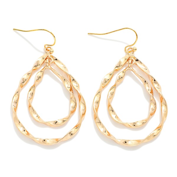 Nesting Twisted Metal Teardrop Earrings 

- Approximately 2" L