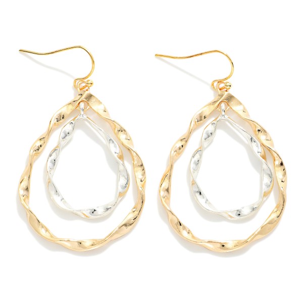 Nesting Twisted Metal Teardrop Earrings 

- Approximately 2" L