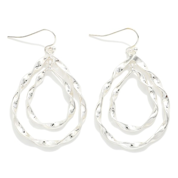 Nesting Twisted Metal Teardrop Earrings 

- Approximately 2" L