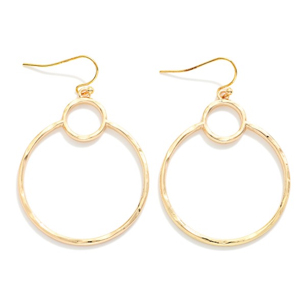 Double Hollow Metal Circles Drop Earrings 

- Approximately 2.25" L