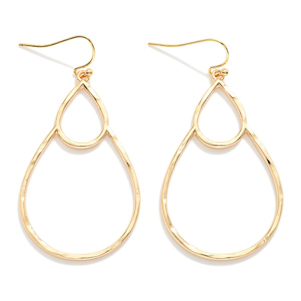 Double Hollow Metal Teardrops Drop Earrings 

- Approximately 2.25" L