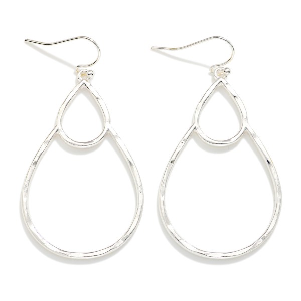 Double Hollow Metal Teardrops Drop Earrings 

- Approximately 2.25" L