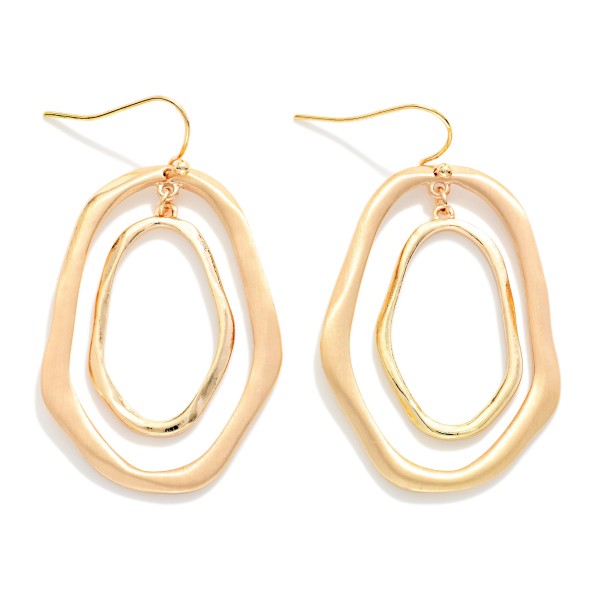Brushed Metal Nesting Irregular Circles Drop Earrings 

- Approximately 2" L