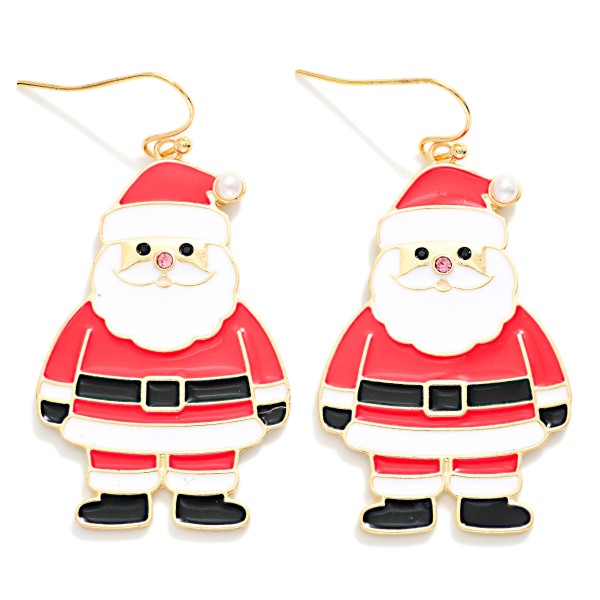 Enamel Santa Drop Earrings 

- Approximately 2" L