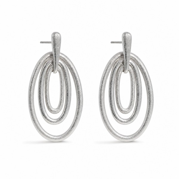 Brushed Nesting Metal Ovals Post Drop Earrings 

- Approximately 2" L