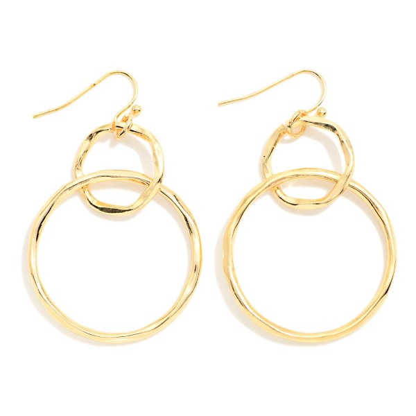 Hammered Metal Linked Hoop Drop Earrings 

- Approximately 2" L