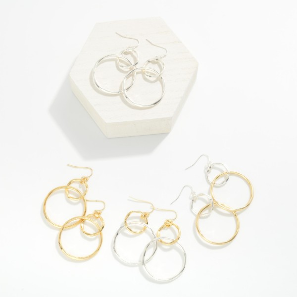 Hammered Metal Linked Hoop Drop Earrings 

- Approximately 2" L