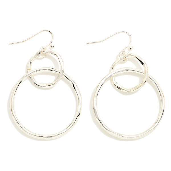 Hammered Metal Linked Hoop Drop Earrings 

- Approximately 2" L