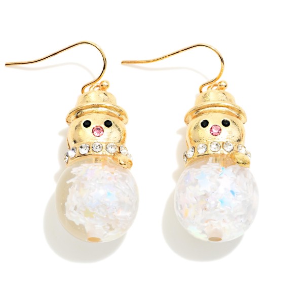 Acetate Snow Globe Snowman Drop Earrings 

- Approximately 1.25" L