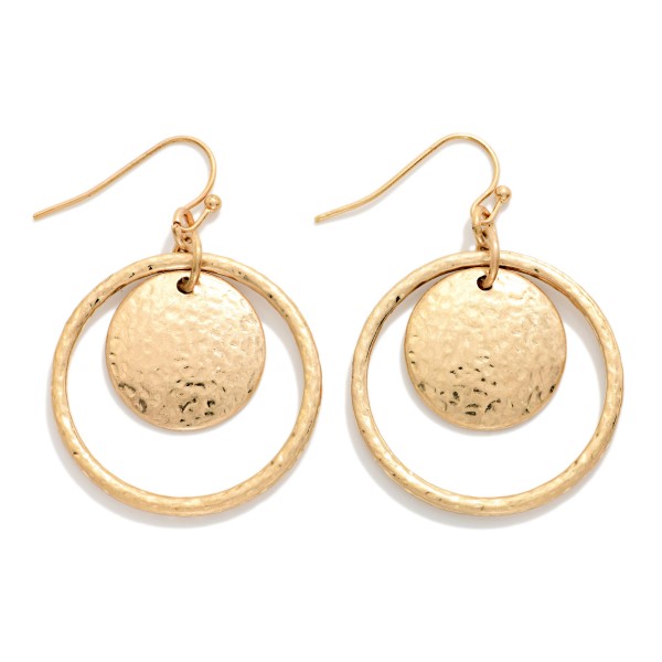 Hammered Metal Nesting Circle & Hoop Drop Earrings 

- Approximately 1.5" L