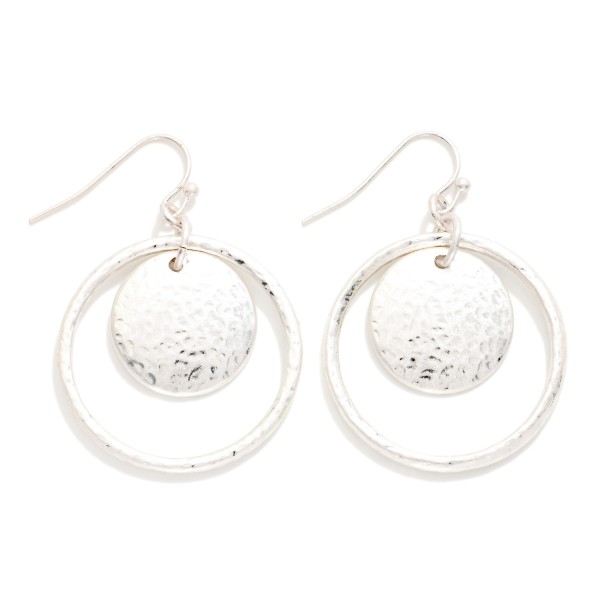 Hammered Metal Nesting Circle & Hoop Drop Earrings 

- Approximately 1.5" L