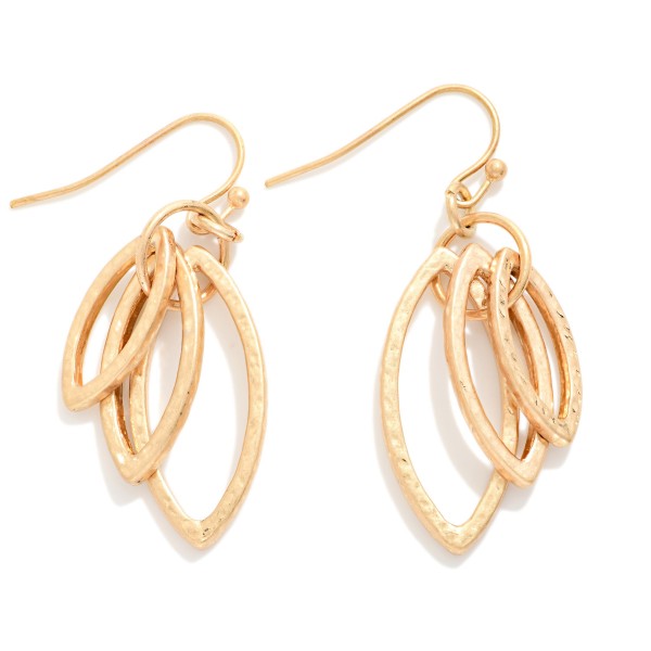 Layered Hammered Metal Ovate Shape Drop Earrings 

- Approximately 1.5" L